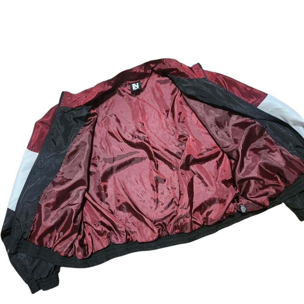 New Look Sport Windbreaker Plus Size 3X Maroon Black White Full Zip Jacket - Picture 7 of 9